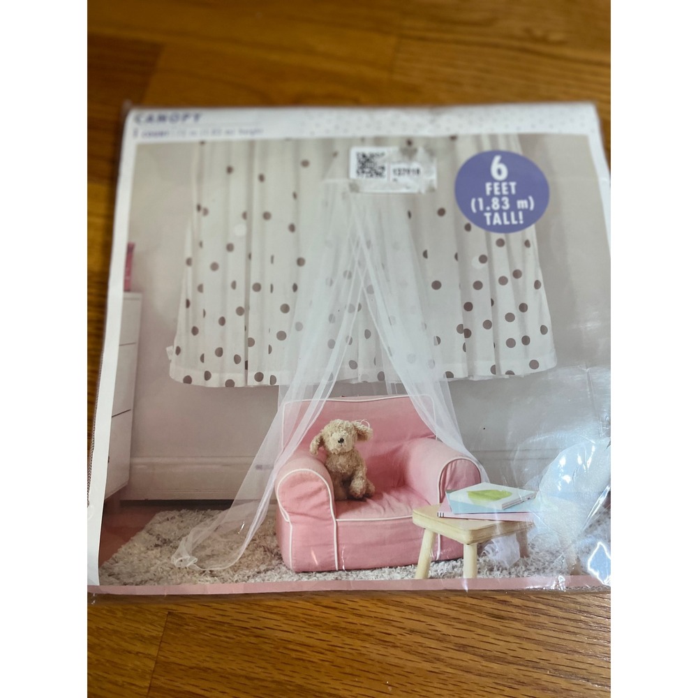 Little Girls Canopy 6 ft Tall Bed or Play Tent Decoration  Sheer White NEW